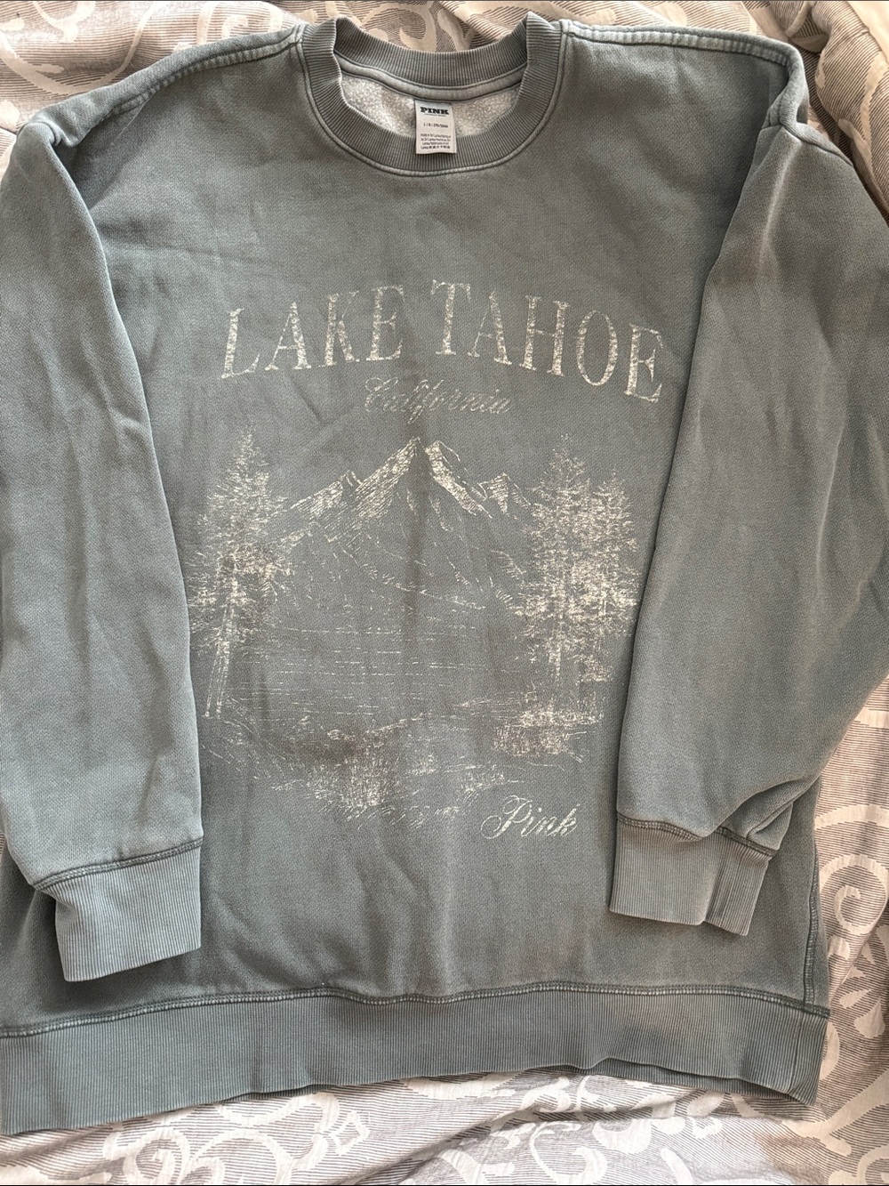 PINK Victoria's Secret Slate Green Lake Tahoe Graphic Crewneck
